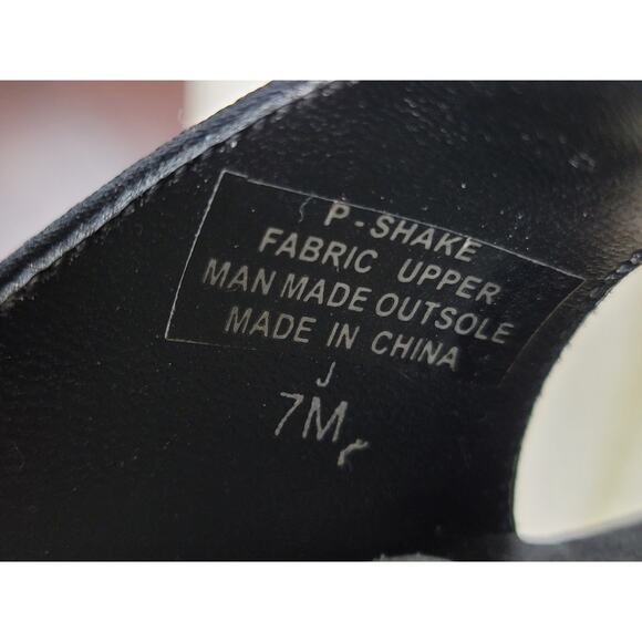 9&Co P-Shake Black Beaded Fringe Heels Square Toe Sandals Women’s Size 7M‎ - Picture 9 of 9